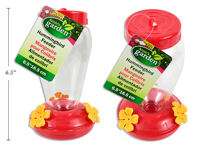 Carton of 24 6.5in Hummingbird Feeder w/Hook. Col.Cht.