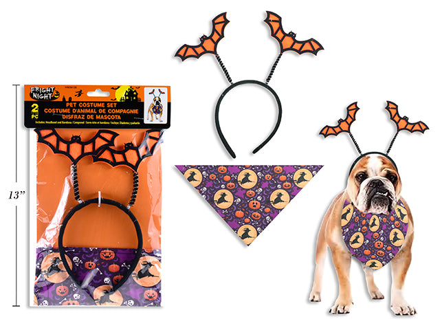 Carton of 12 Set/2 Hween Pet Costume Headband w/Bandana. pbh.