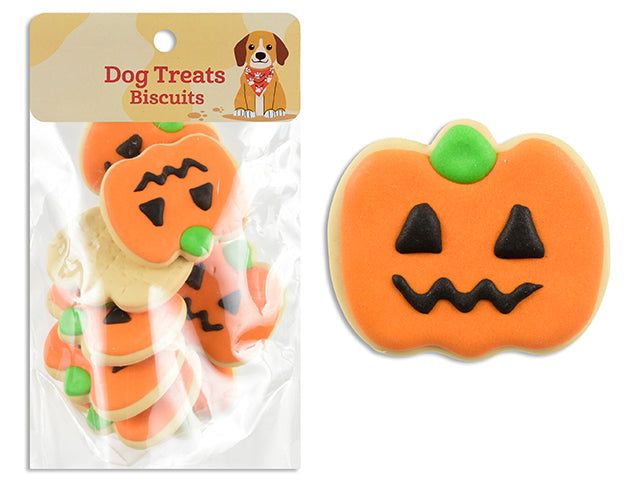 Carton of 24 8pk Halloween Jack-o-Lantern Cookie Dog Treat. 125g. Peanut Flavour. Pbh.