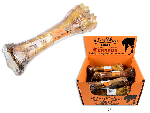 Carton of 12 Beef Achillies Tendon + Bone Natural Treat. Shrink Wrapped w/Colour Label. 12/Dsp.