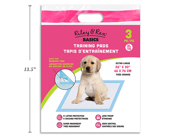 Carton of 12 3pk 26in x 30in Training Pads. Extra Large. Printed Polybag.