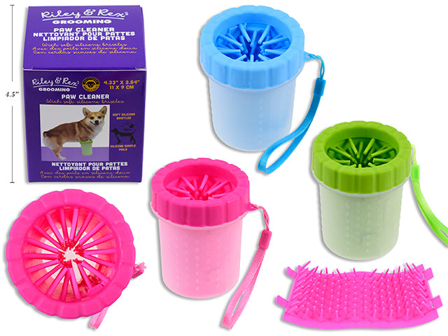 Carton of 12 4.33in(H) x 3.54in(D) Silicone 2-in-1 Pet Paw Cleaning Brush Tumbler w/Lanyard. 3 Cols. CBX.