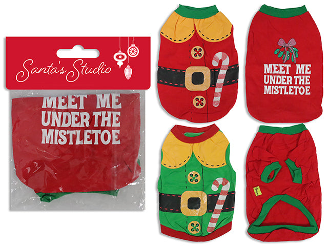 Carton of 12 Pet Pull-On Xmas Cotton T-shirt. 3 Asst. 3 Sizes: M / L / XL. Polybag w/Insert.