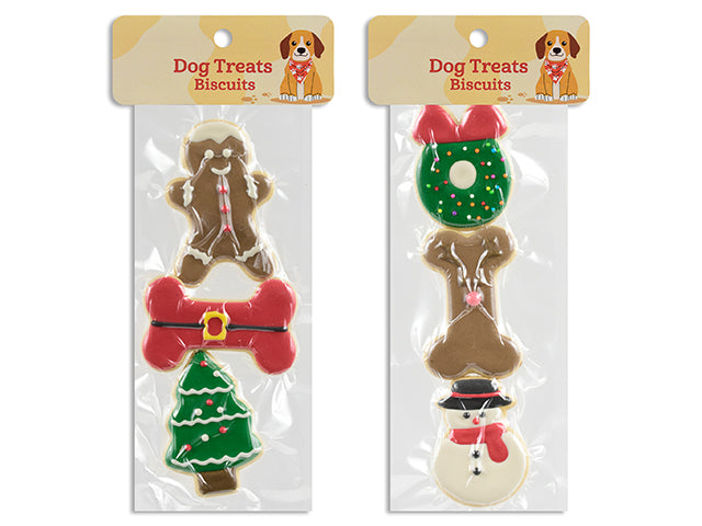 Carton of 24 3pk Christmas Cookie Dog Treat. 15g/pc. Peanut Flavour. 3 Styles/Pack. 2 Asst. pbh.