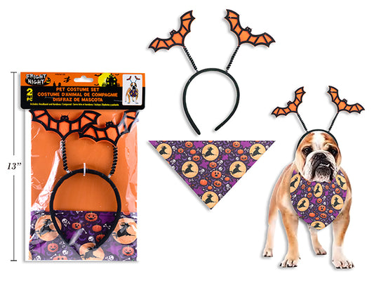 Carton of 12 Set/2 Hween Pet Costume Headband w/Bandana. pbh.