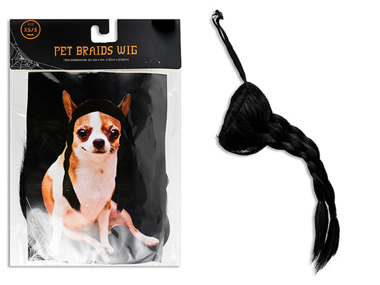 Carton of 24 Pet Braids Wig. 2 Asst.Sizes: XS/S / M/L. Polybag w/Insert.