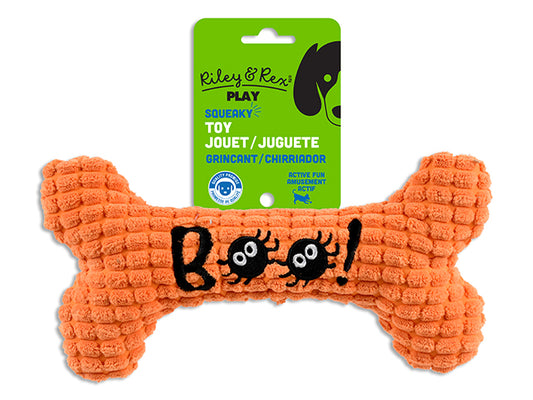 Carton of 12 9.84in Hween 3 Squeaker Plush Bone Dog Toy. h/c.