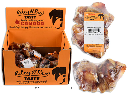 Carton of 12 2ct Tartar Off 3-4in(Beef Kneecaps) Natural Treat. Shrink Wrapped w/Colour Label. 12/Dsp.