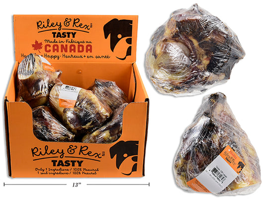 Carton of 6 Tartar Off Large (Beef Kneecaps) Natural Treat. Shrink Wrapped w/Colour Label. 6/Dsp.