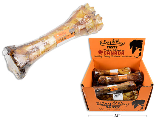 Carton of 12 Beef Achillies Tendon + Bone Natural Treat. Shrink Wrapped w/Colour Label. 12/Dsp.