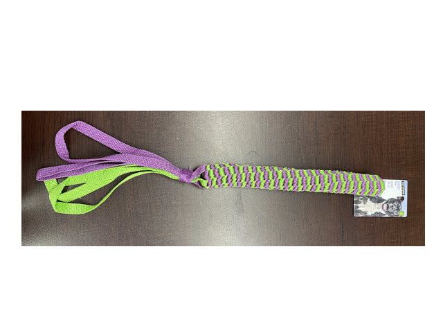 Carton of 12 22.25in 2-Tone Braided Rope Toy. 2 Asst.Colours. J-hook w/Cht.