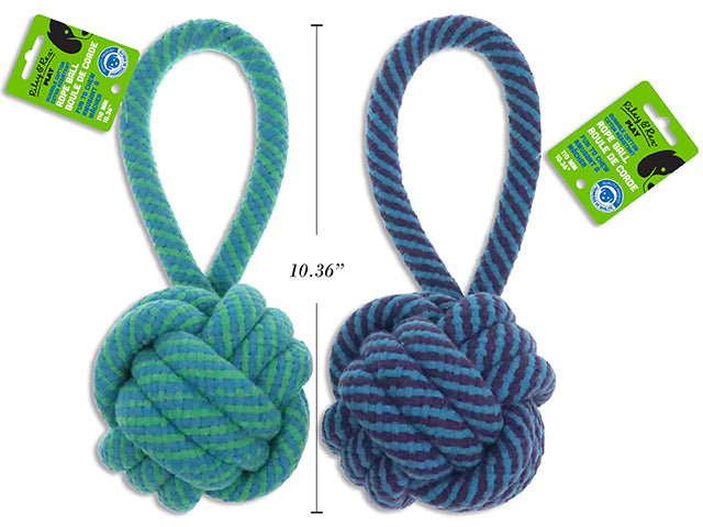 Carton of 12 10.63in(L) 110mm Cotton Rope Ball w/Handle. 310g 2 Asst.Colours. h/c.