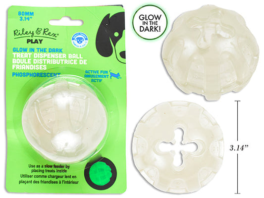 Carton of 6 80mm Soft TPR GID Treat Dispenser Ball Dog Toy. b/c.