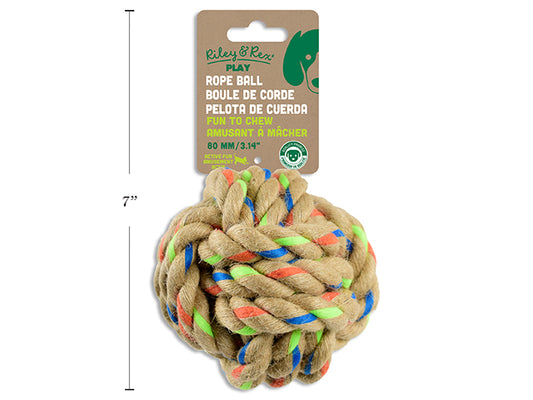 Carton of 12 80mm Sisal Rope Ball Dog Toy. 135g. h/c.