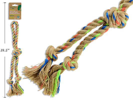 Carton of 12 15in Sisal Rope Tug Toy w/3 Knots & Handle. 125g. h/c.