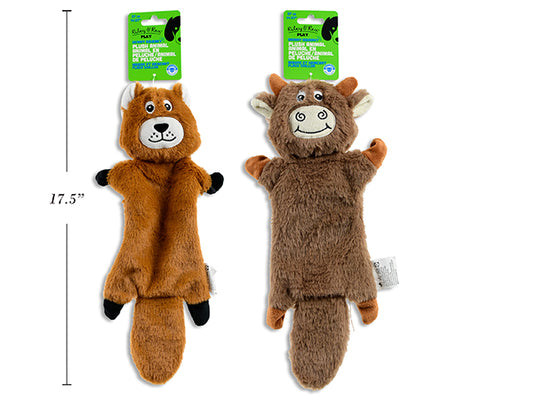 Carton of 12 14.57in Skinny Squeaker Plush Animal Dog Toy. 2 Asst.: Cow / Bear. h/c.