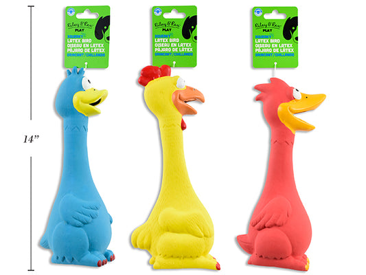 Carton of 12 Latex Squeaky Chick / Duck Dog Toy. 3 Asst.Styles. h/c.