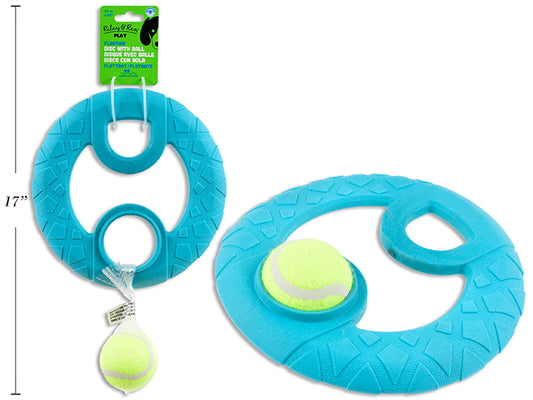 Carton of 12 9.05in(D) Foam TPR Floating Flying Disc w/Tennis Ball. 2 Asst.Colours. h/c.