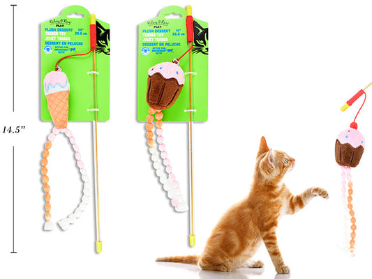 Carton of 12 14in Plush Dessert Teaser Cat Toy. 2 Asst.Styles. T.o.c.