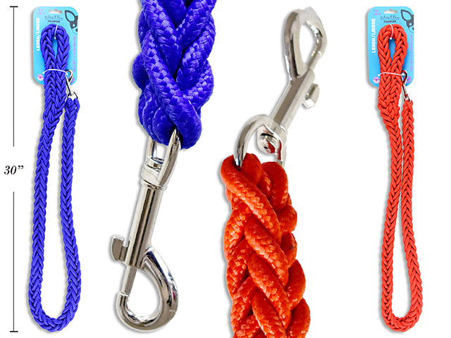 Carton of 12 4ft Heavy Duty Braided Dog Leash. 2 Asst.Colours: Red / Blue. T.o.c.