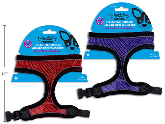 Carton of 12 Adjustable Reflective Harness - Medium. 2 Cols: Red / Purple. T.o.c.