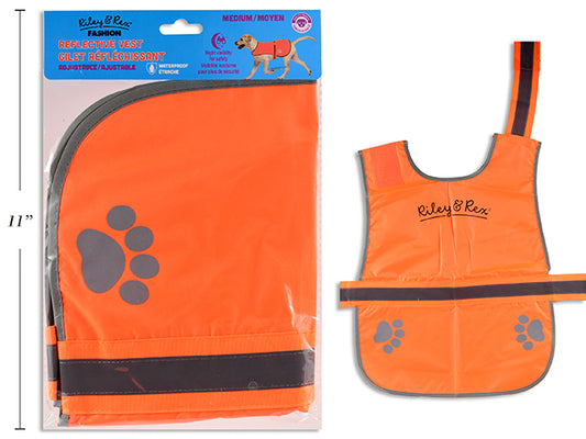 Carton of 12 Waterproof Adjustable Reflective Harness - Medium. 20.5in Back Length. 31in Chest. Orange Only. Pbh.