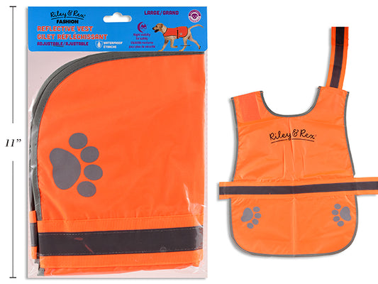 Carton of 12 Waterproof Adjustable Reflective Harness - Large. 25in Back Length. 37.6in Chest. Orange Only. Pbh.