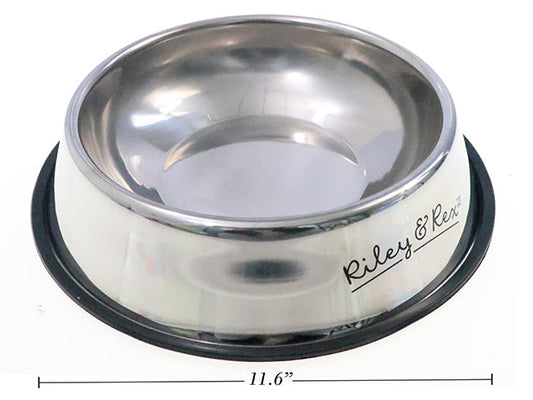 Carton of 12 1380ml Easy Clean 201 Stainless Steel Non-Slip Pet Bowl. Colour Label.