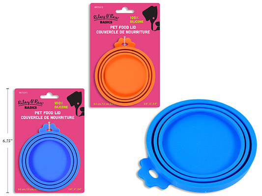 Carton of 12 3-5/8in Silicone Pet Food Lid. Fits 3 Can Sizes. 2 Asst.Colours. T.o.c.