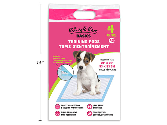 Carton of 12 4pk 21in x 21in Pet Training Pads. Regular Size. Printed Polybag.