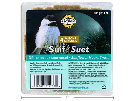 Carton of 12 4 Seasons Sunflower Suet. 311g.
