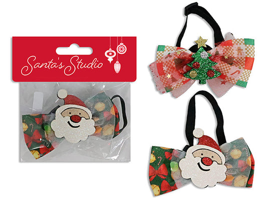 Carton of 24 Xmas Glitter Character Ribbon Pet Bowtie. Neck Size: 5.5in to 9.85in. 2 Asst.Styles. T.o.c.